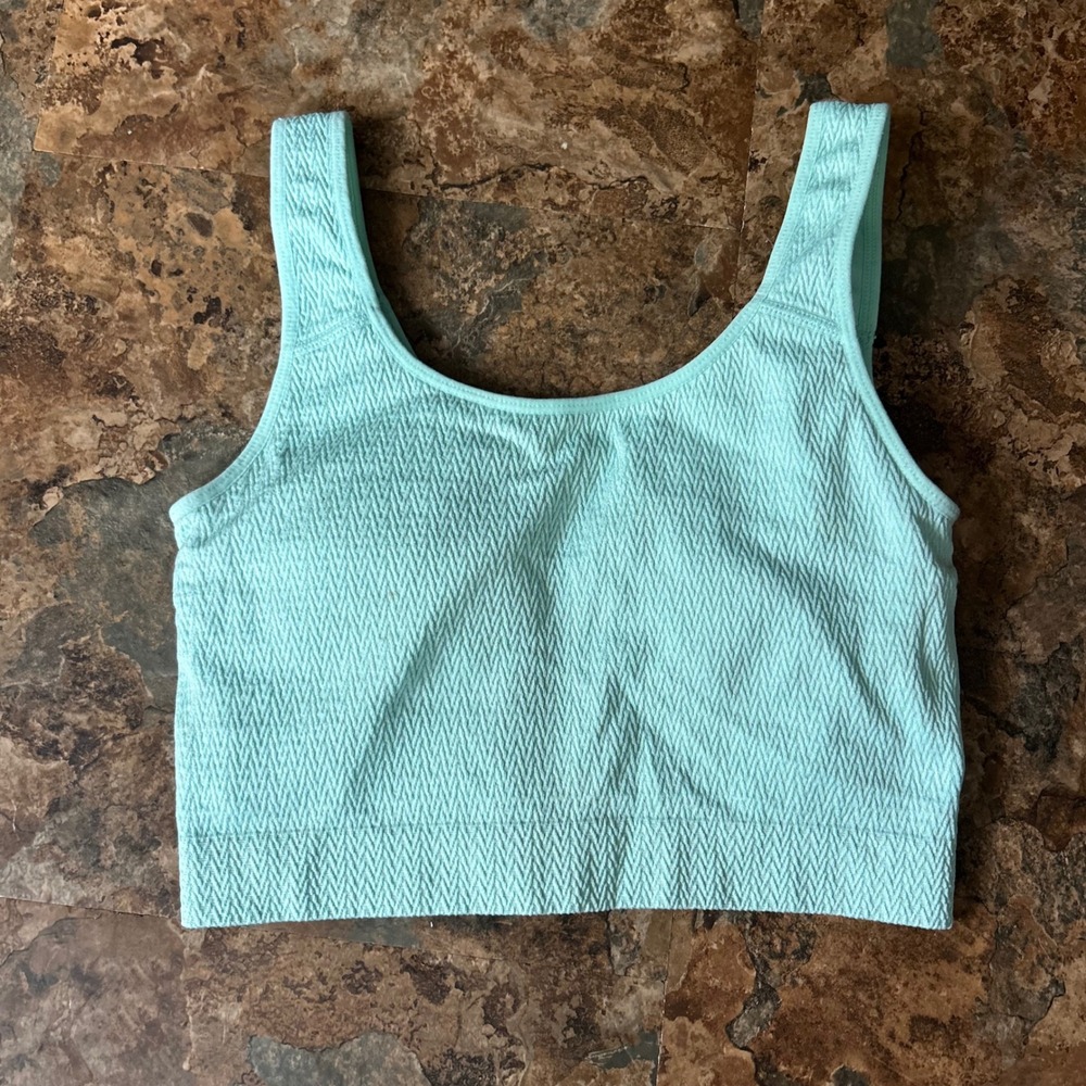 Jockey Wireless Sports Bra Womens Size Small Mint Ribbed Wirefree Crop